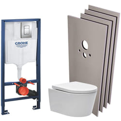 Grohe - Pack wc Rapid sl + cuvette sans bride sat, fixations cachées + plaque Skate chrome + Set habillage(RapidSL-SATrimless-sabo)