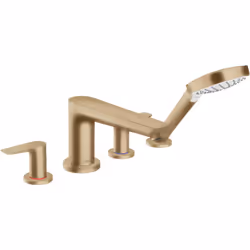 Caractéristiques du mélangeur 4 trous bronze brossé Talis E pour baignoire : Comprenant : mélangeur bain/douche 4 trous pour ...