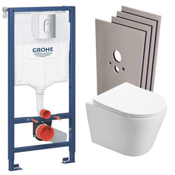 Grohe Pack WC Rapid SL + WC Swiss Aqua Technologies Infinitio sans bride + Plaque Arena chrome + Set dhabillage