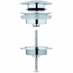 Caractéristiques de la Bonde de vidage, Grohe (65807000) : Vidage lavabo/bidet Bonde clic-clac, Rond Plaque de recouvrement a ...