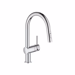Description produit : Mitigeur pour évier avec bec orientable : Bec C Monotrou sur plage GROHE StarLight Chrome éclatant et d ...