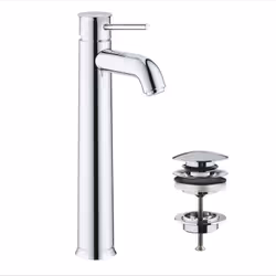 Description du produit : . Monotrou sur plage Version rehaussée Levier de commande métallique GROHE Longlife cartouche en cér ...