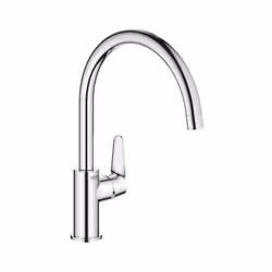 Caracteristiques du mitigeur monocommande évier, GROHE Start Curve, chrome (31554001) : Bec haut Monotrou sur plage GROHE Lon ...
