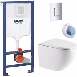 Caractéristiques du Pack WC Bâti-support + WC SAT Fusion sans bride, fixations invisibles + Plaque + Set d’isolation phonique ...