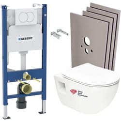 Pack wc Bati Geberit wc sans bride Swiss Aqua Technologies + Abattant SoftClose + Plaque + habillage (ProjectGeb3-sabo