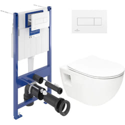 Villeroy & Boch Pack WC Bâti-support Villeroy & Boch ViConnect + WC sans bride SAT + Abattant SoftClose + Plaque Blanche (ViConnectProject-2)