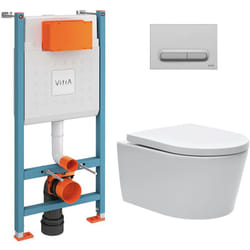 Vitra - Pack wc Bâti-support V-Fix Core + wc sat sans bride et fixations invisibles + Plaque Chrome mat (V-FixSATrimless-5)
