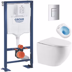 Description générale Le Pack Bâti-support SOLIDO + WC sans bride SAT + Abattant SoftClose + Plaque chrome est une solution co ...