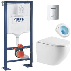 Grohe - solido Pack Bâti autoportant + wc sans bride sat Tornado Quiet + Abattant SoftClose + Plaque chrome (AUTOPORTANT-FUSIONTQ-1)