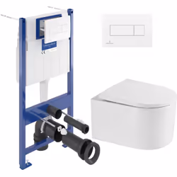 Caractéristiques du Pack WC Bâti-support Villeroy & Boch ViConnect Pro + WC sans bride SAT + Abattant SoftClose + Plaque Blan ...