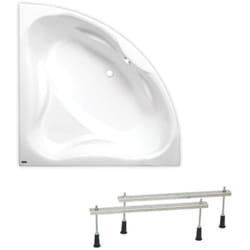 150x150 cm Royale baignoire d'angle avec pieds, Acrylique, Gauche et Droite, Blanc (RO1500NEW-SET) - Siko