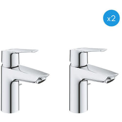 Grohe Lot de 2 mitigeurs monocommande de lavabo, Avec vidage, Taille S, Chrome (31137002-DUO)
