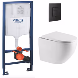 Grohe Rapid SL Pack Bâti-support + WC sans bride SAT + Abattant SoftClose + Plaque Noire mat (RapidSL-FusionTQ-KF0)