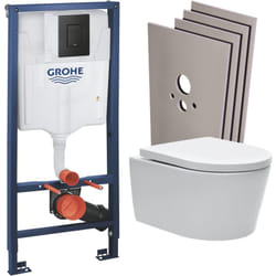 Grohe Pack WC Rapid SL + Cuvette sans bride SAT, fixations invisibles + Plaque Noir mat + Set habillage (RapidSL-SATrimless-KF0-sabo)