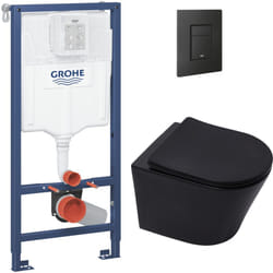 Grohe - Pack wc Bâti-support Rapid sl + wc sans bride sat Noir mat + Abattant softclose + Plaque Noir mat (RapidSL-BlackInfinitio-KF0)