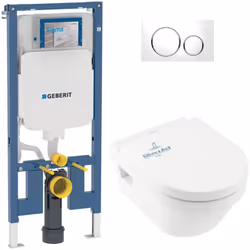 Duofix Pack Bâti-support + Cuvette sans bride + Abattant  + Plaque de déclenchement (SLIM-ARCHI4-C)