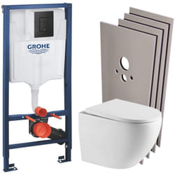 Grohe Pack WC Bâti-support RapidSL + WC suspendu + Plaque Noir mat + Set de montage (RAPIDSL-FUSIONTQ-KF0-SABO)