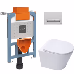 Vitra  Bâti support 82cm + WC sans bride SAT + Abattant softclose + Plaque Chrome mat (VUNI82INFINITIO-5)