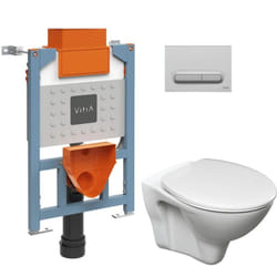 Vitra  Bâti support 82cm + cuvette suspendu + Abattant  + Plaque Chrome mat (VUNI82S-LINEPRO-5)