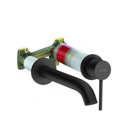 Kludi - bozz Kit Mitigeur lavabo mural 2 trous à encastrer + Corps à encastrer pour mitigeur de lavabo 2 trous, noir mat (382453976-C)