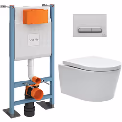 Caractéristiques du Pack WC Bâti-support autoportant V-Fix Core + WC SAT sans bride et fixations invisibles + Plaque chrome m ...