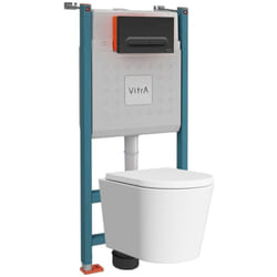 Vitra - Pack wc Bâti-support autoportant V-Fix Core + wc sat sans bride et fixations invisibles + Plaque noire mat (VFTFSAT6)