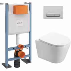 Caractéristiques du Pack WC Bâti-support autoportant V-Fix Core + WC SAT sans bride et fixations invisibles + Plaque chrome m ...