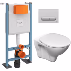 Caractéristiques du Pack WC Bâti-support autoportant V-Fix Core + WC suspendu S-line Pro avec abattant + Plaque chrome mat (V ...
