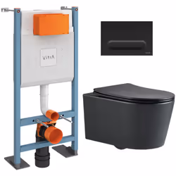 Caractéristiques du Pack WC Bâti-support autoportant V-Fix Core + WC SAT sans bride + Abattant SoftClose + Plaque noir mat (V ...