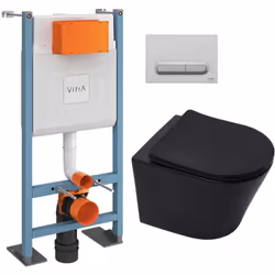 Vitra  Pack WC Bâti autoportant V-Fix Core + WC SAT Infinitio sans bride + Abattant SoftClose + Plaque chrome mat (VFTFBLINFI ...