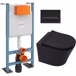 Caractéristiques du pack WC Bâti autoportant V-Fix Core + WC SAT Infinitio sans bride + Abattant SoftClose + Plaque noire mat ...