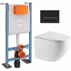 Caractéristiques du Pack WC Bâti autoportant V-Fix Core + WC SAT sans bride + Abattant SoftClose + Plaque noire mat (VFTFFUSI ...