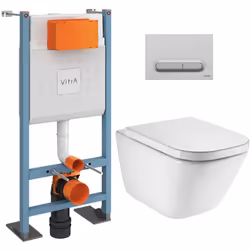 Caractéristiques du pack WC Bâti autoportant V-Fix Core + WC sans bride Roca Gap + Abattant slim, SoftClose + Plaque chrome m ...