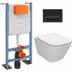 Caractéristiques du pack WC Bâti autoportant V-Fix Core + WC sans bride Roca Gap + Abattant slim, SoftClose + Plaque noire ma ...