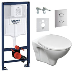 Grohe - Pack wc Bâti-support Rapid sl + wc suspendu Cersanit S-line Pro + Abattant + Plaque chrome (arenaslpro)