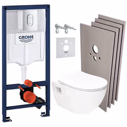 Caractéristiques du pack WC Bâti-support Rapid SL + WC SAT sans bride + Abattant SoftClose + Plaque chrome + Set d'habillage  ...