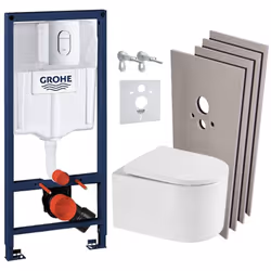 Caractéristiques du pack WC Bâti-support Rapid SL + WC sans bride SAT Tornado Quiet + Abattant SoftClose + Plaque chrome + Se ...