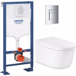 Caractéristiques du Pack WC Bâti-support autoportant Solido + WC lavant suspendu Sensia Alpine + Plaque chrome (SOLIDOSENSIA1 ...