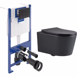 Caractéristiques du Pack WC Bâti-support sol mur Villeroy & Boch + WC SAT sans bride + Abattant SoftClose + Plaque noire (VCN ...