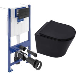 Pack wc Bâti-support sol mur + wc sat Infinitio sans bride + Abattant SoftClose + Plaque noire (VCNBLINFI4) - Villeroy&boch