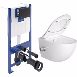 Caractéristiques du Pack WC Bâti-support sol mur Villeroy & Boch + WC SAT Infinitio avec bidet thermostatique + Abattant Soft ...