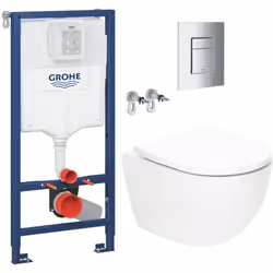 Caractéristiques du Pack WC Bâti-support Rapid SL + WC SAT Tornado sans bride + Abattant SoftClose + Plaque chrome (RSLTORNAD ...