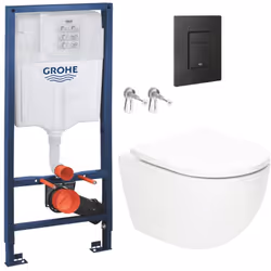 Caractéristiques du Pack WC Bâti-support Rapid SL + WC SAT Tornado sans bride + Abattant SoftClose + Plaque noire matte (RSLT ...
