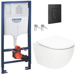 Grohe - Pack wc Bâti-support Rapid sl + wc sat Tornado sans bride + Abattant SoftClose + Plaque noire matte (RSLTORNADOKF0)