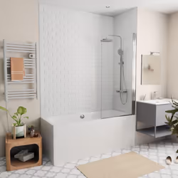 Contenu de l'ensemble baignoire 160x70 cm Laguna universelle + Pare baignoire pivotant chrome + pieds (CUB1600PLUS-SETP1): Si ...