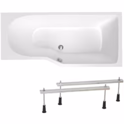 Caractéristiques de la baignoire bain/douche asymétrique avec pieds Siko Laguna Beata Plus, 160x80 cm, acrylique, droite, bla ...