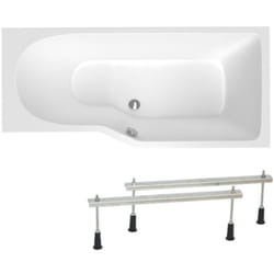 160x80 cm Laguna Beata Plus baignoire bain/douche asymétrique avec pieds, acrylique, droite, blanc (BE1600PPLUS-SET) - Siko