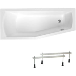 160x70 cm Laguna Aneta baignoire bain/douche asymétrique avec pieds, acrylique, gauche, blanc (AN1600LPLUS-SET) - Siko