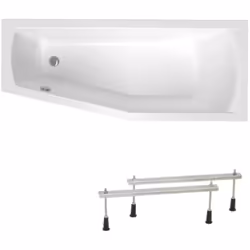 Caractéristiques de la baignoire bain/douche asymétrique avec pieds Siko Laguna Aneta, 160x70 cm, acrylique, droite, blanc (A ...
