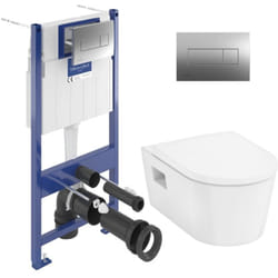 ViConnect Pro s Pack wc bâti-support + wc sans bride Hansgrohe + abattant Softclose + plaque (VCNPURAS2CH) - Villeroy&boch